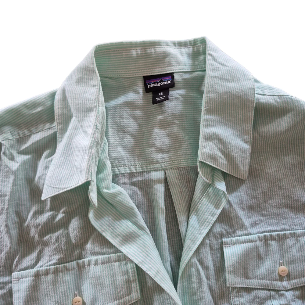 Patagonia Light Mint Long-Sleeve Button-Up Blouse - Picture 2 of 5